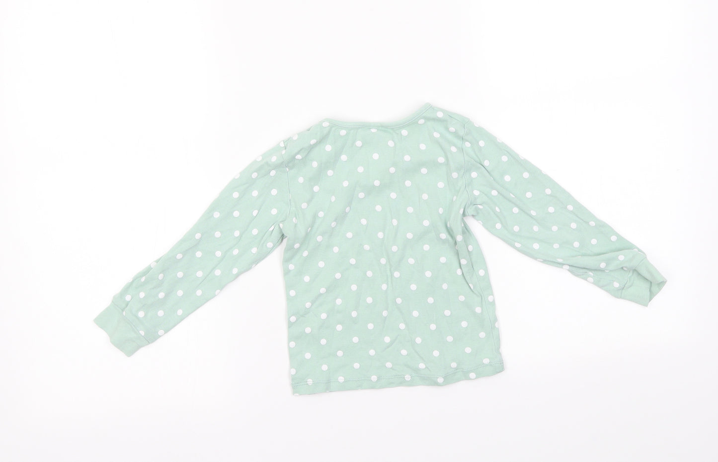 H&M Girls Green Polka Dot  Basic T-Shirt Size 3-4 Years