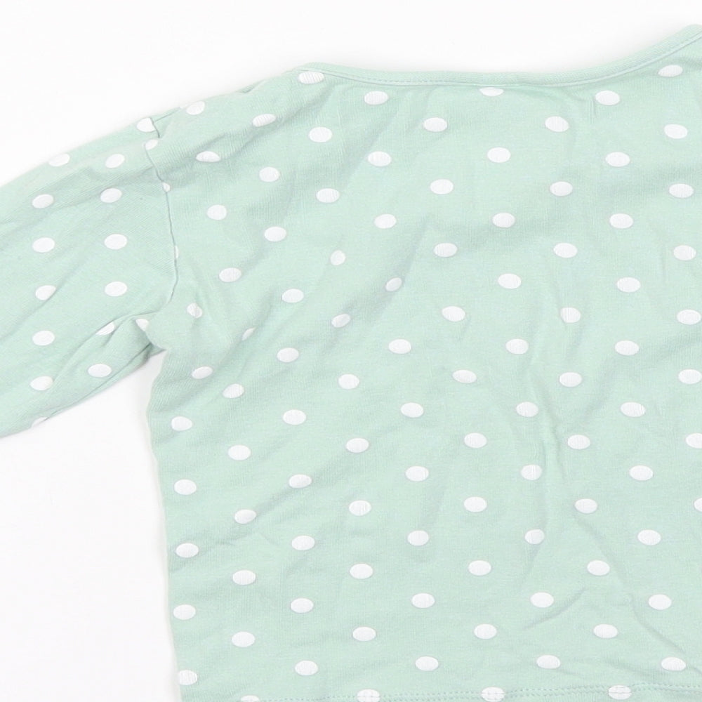 H&M Girls Green Polka Dot  Basic T-Shirt Size 3-4 Years