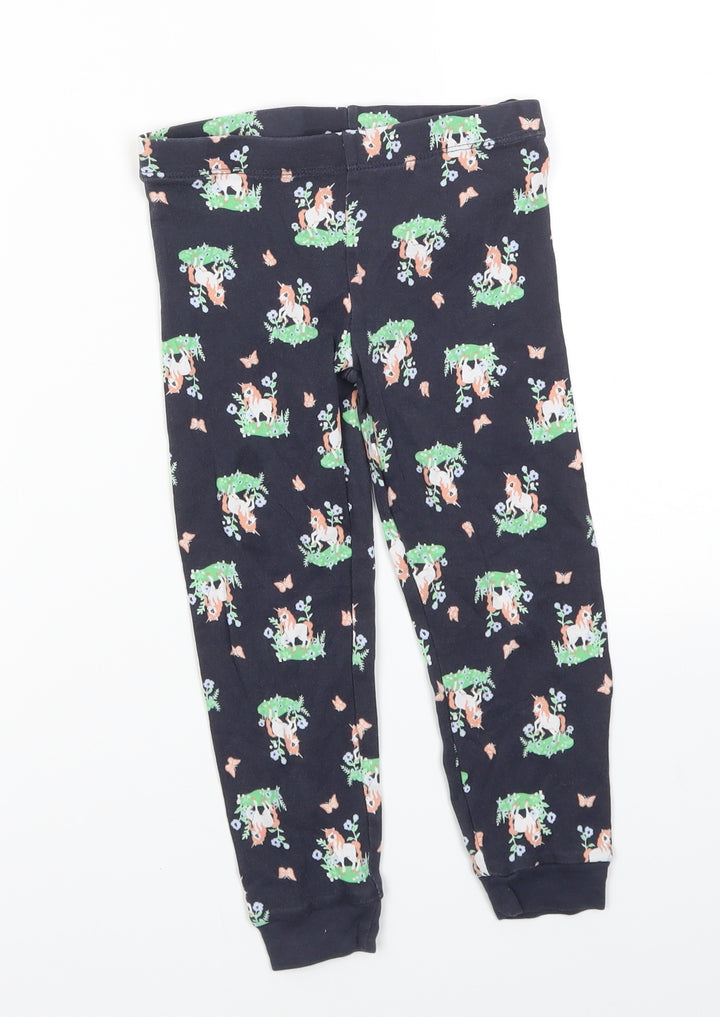 H&M Girls Blue Floral  Capri Pyjama Pants Size 3-4 Years