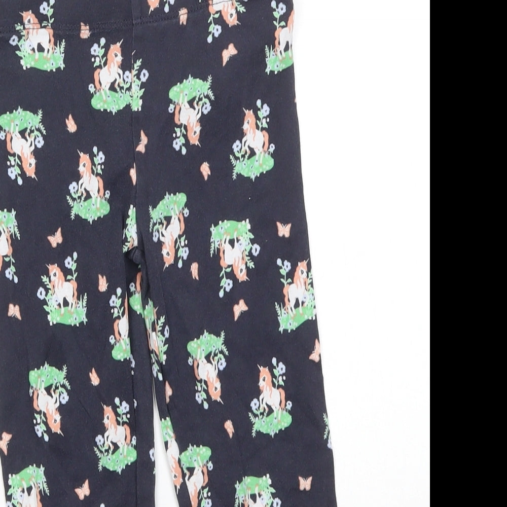 H&M Girls Blue Floral  Capri Pyjama Pants Size 3-4 Years
