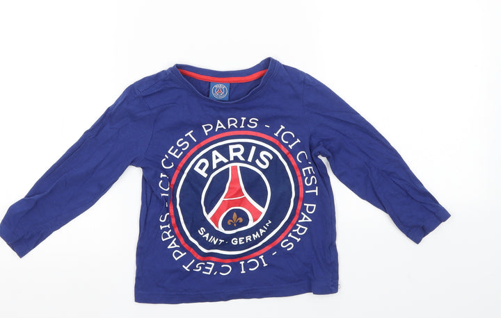 paris st germain Boys Blue Basic T-Shirt Size 2-3 Years