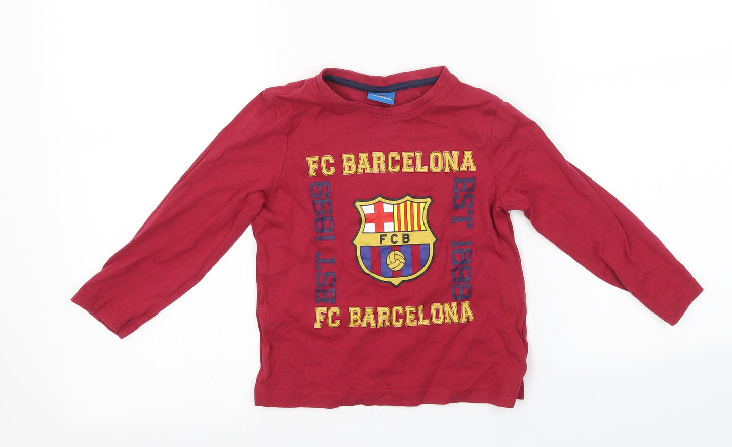 FC Barcelona Boys Red   Basic T-Shirt Size 3-4 Years