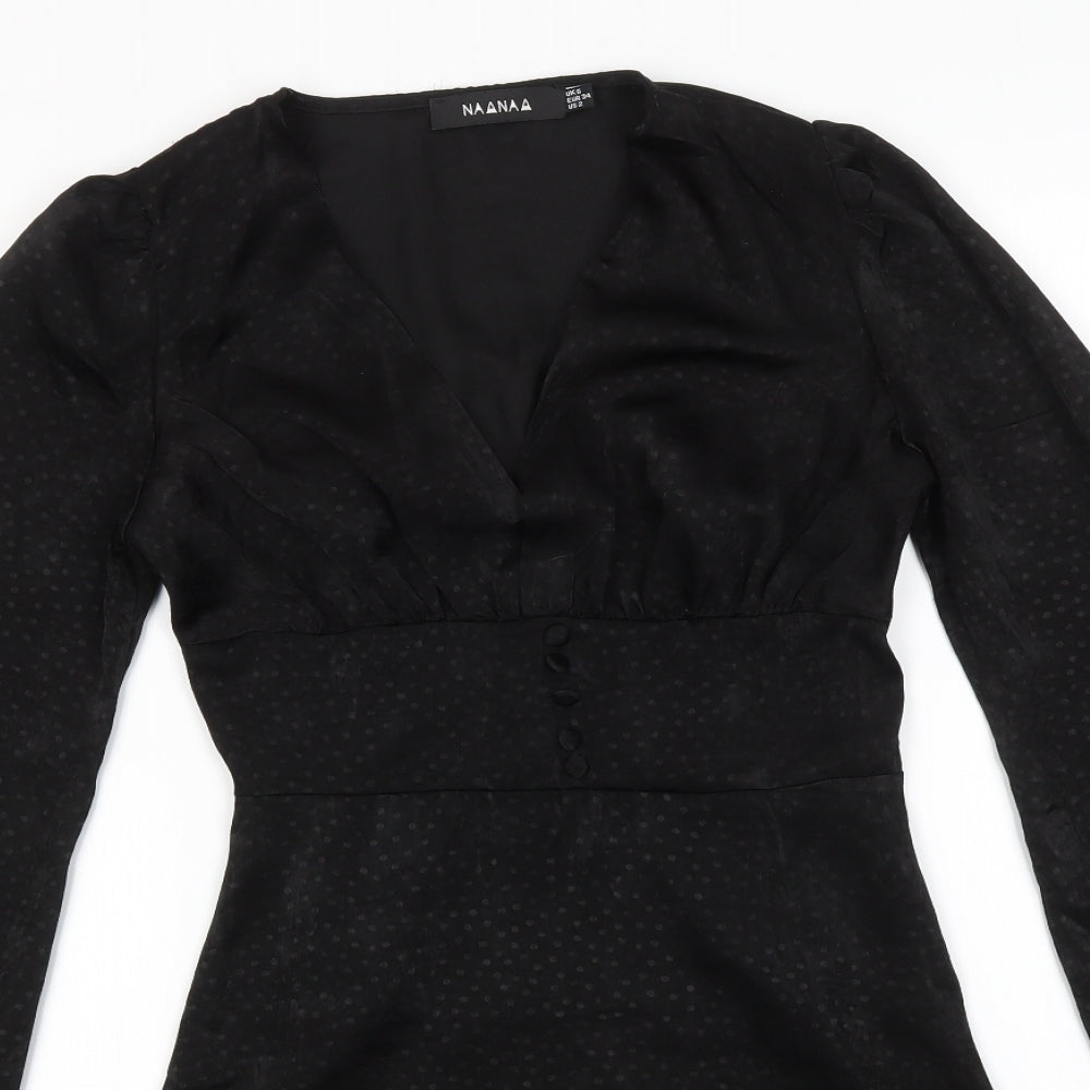 NaaNaa Womens Black Houndstooth  Mini  Size 6