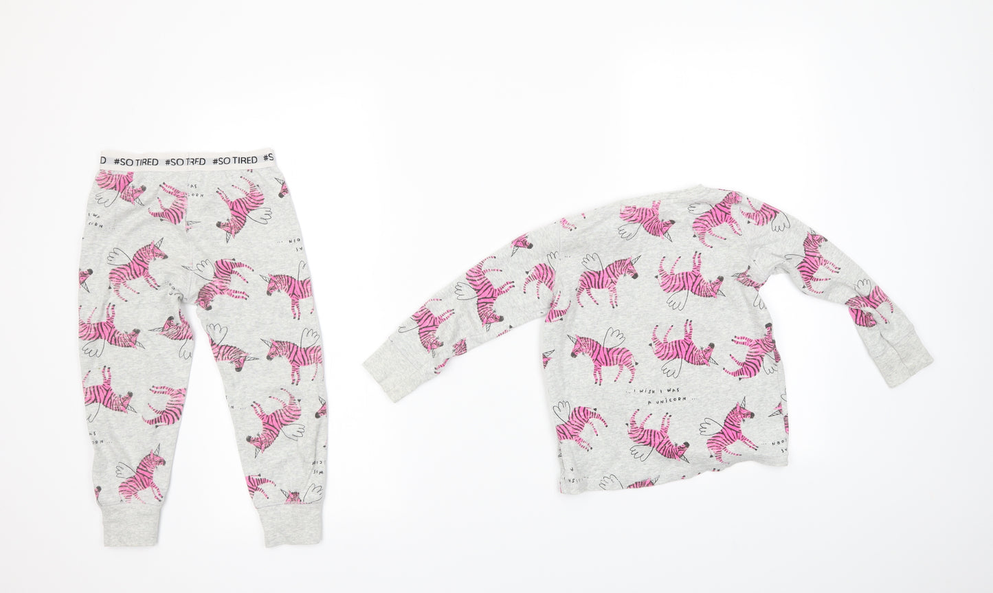 NEXT Girls Grey Solid  Top Pyjama Set Size 4 Years