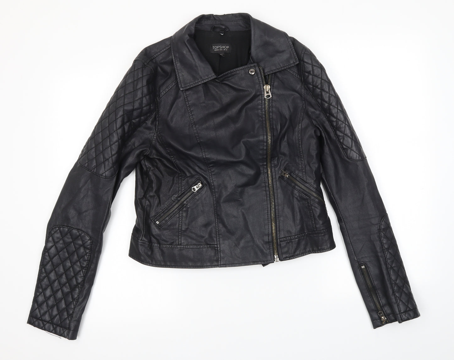 Topshop Womens Black   Biker Jacket Size 12