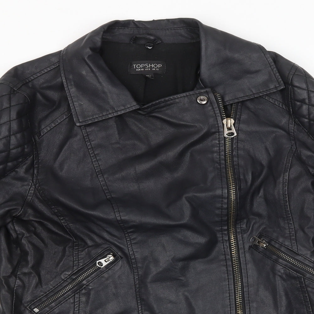 Topshop Womens Black   Biker Jacket Size 12