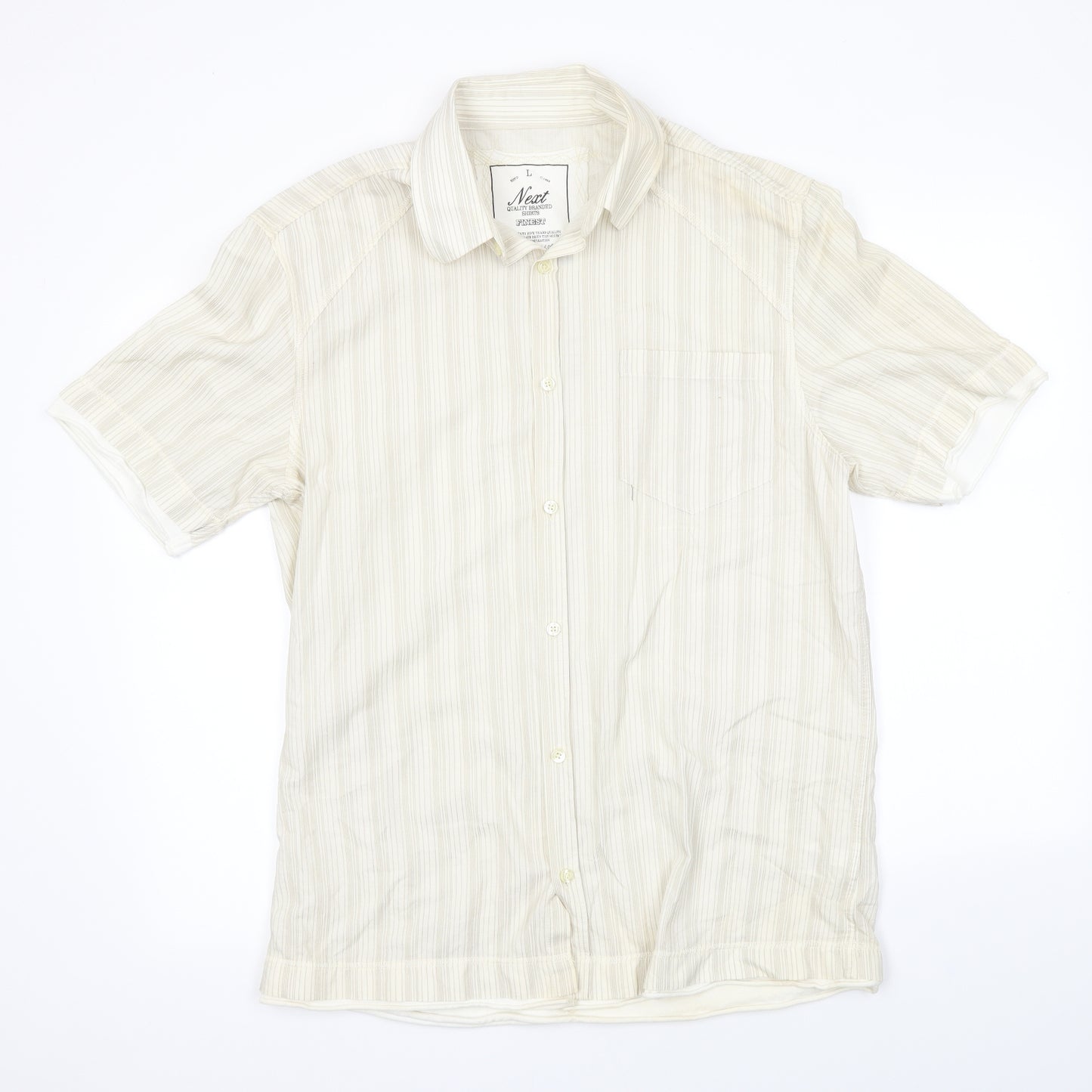 NEXT Mens Beige    Button-Up Size L