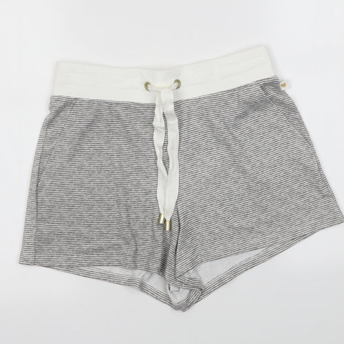 George Womens Grey Striped  Sweat Shorts Size 10