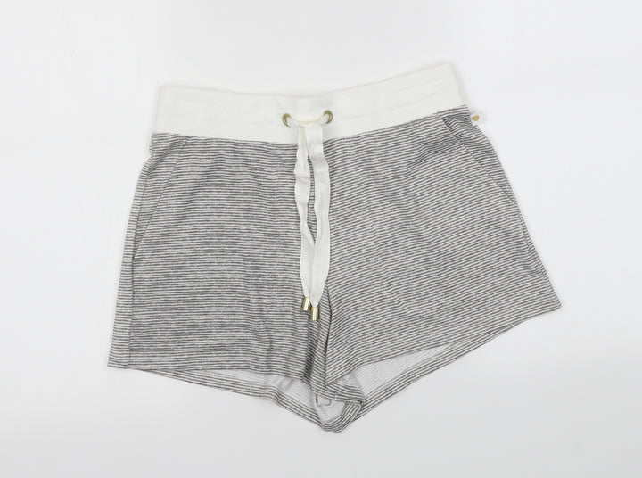 George Womens Grey Striped Sweat Shorts Size 10