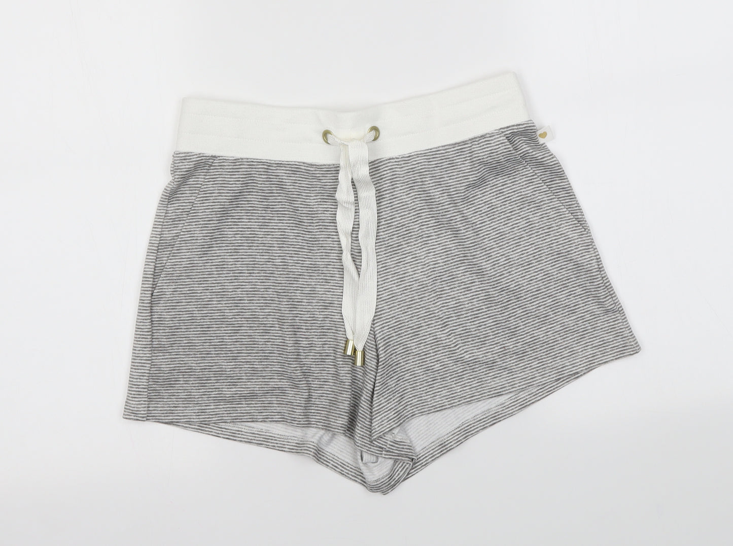 George Womens Grey Striped  Sweat Shorts Size 10
