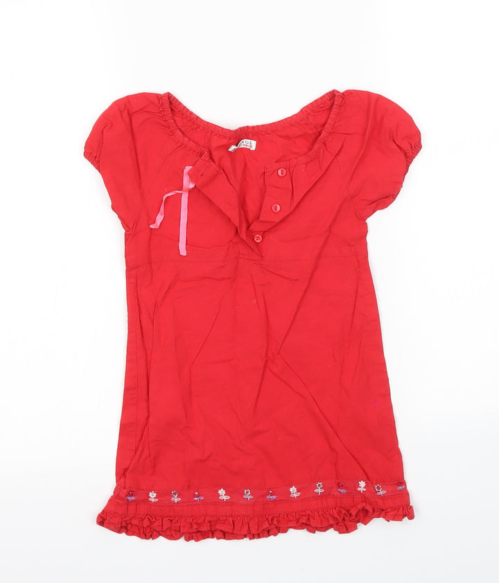 George Girls Red T-Shirt Dress Size 2-3 Years