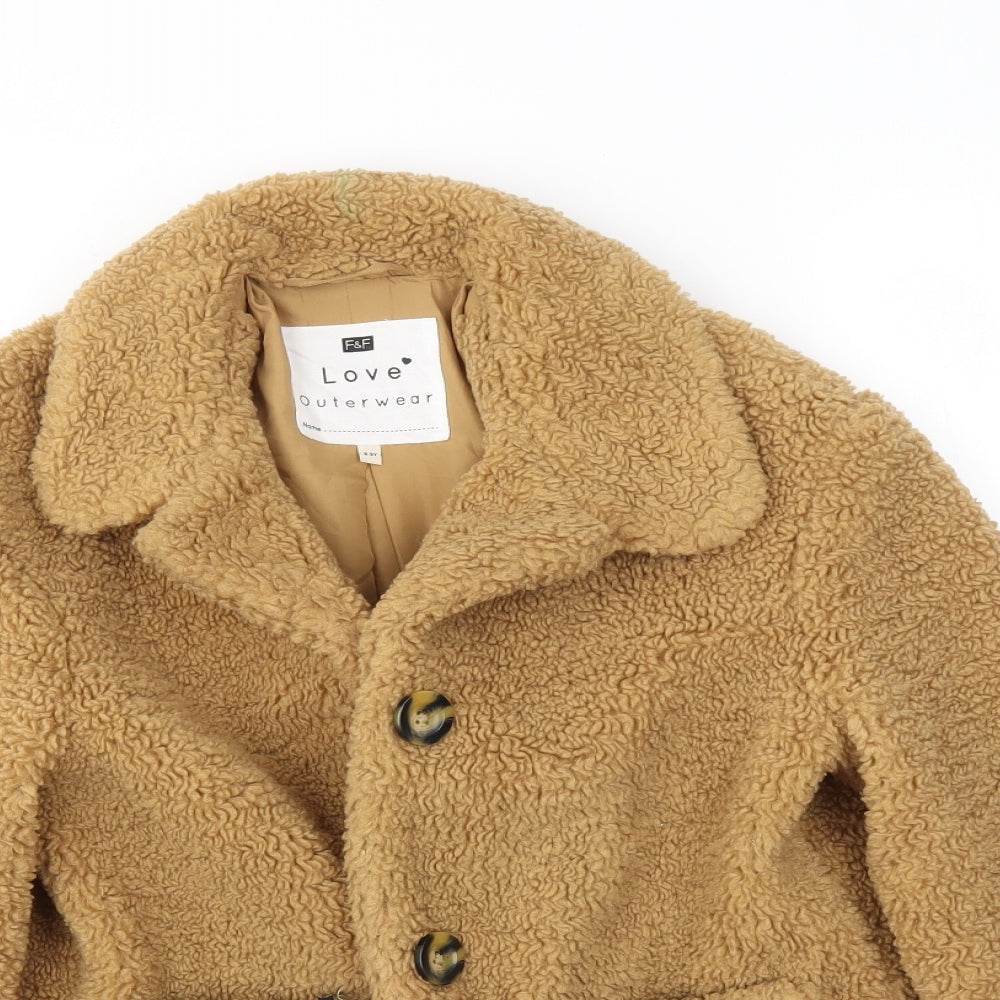 F&F Girls Brown   Basic Coat Coat Size 8-9 Years