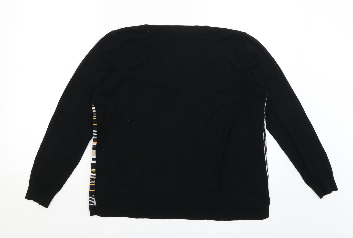 Papaya Womens Black Striped  Pullover Jumper Size L