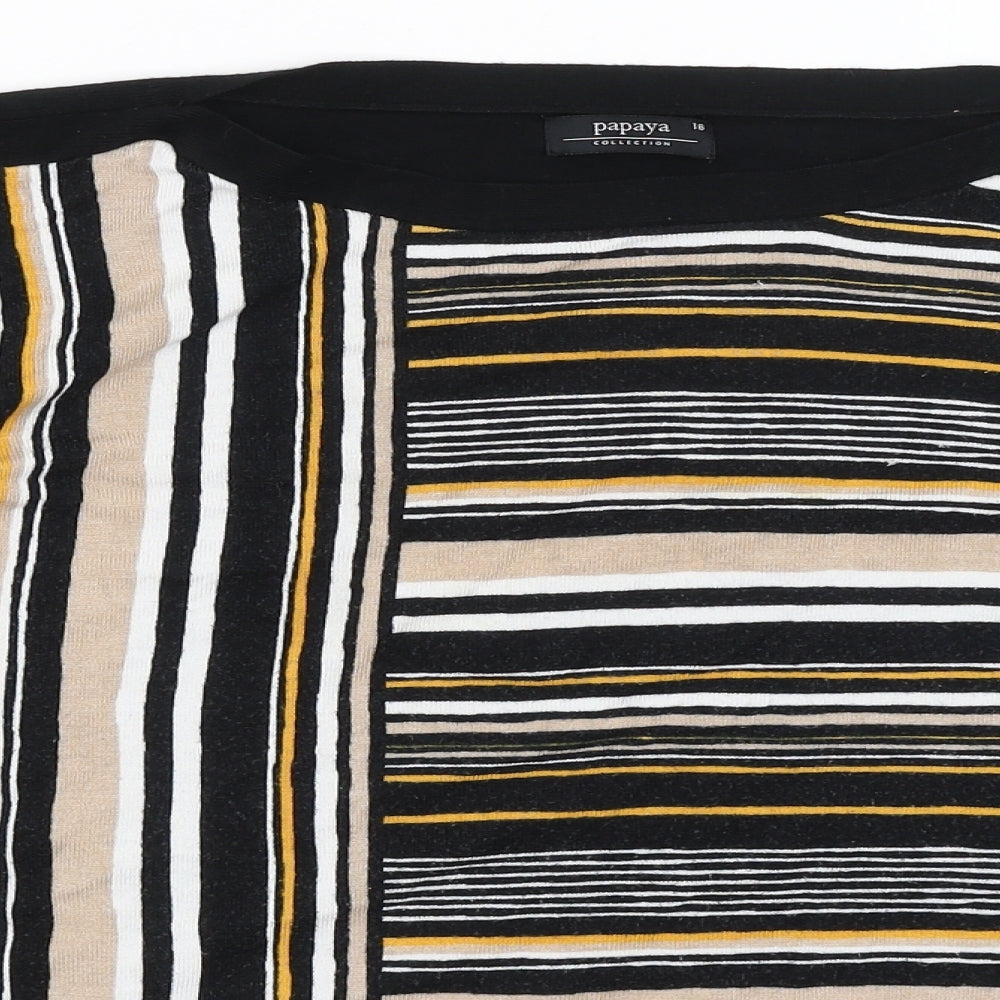Papaya Womens Black Striped  Pullover Jumper Size L