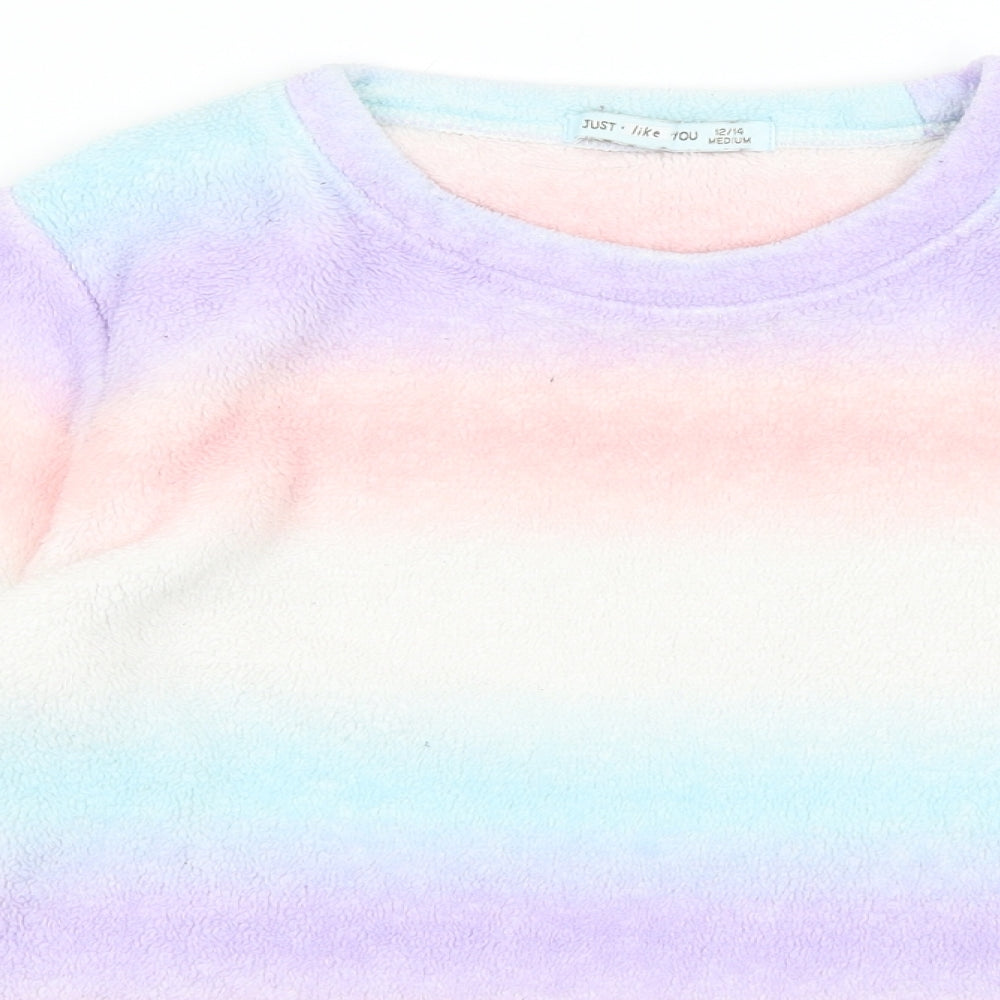 Just Like You Womens Blue Striped  Pullover Jumper Size M