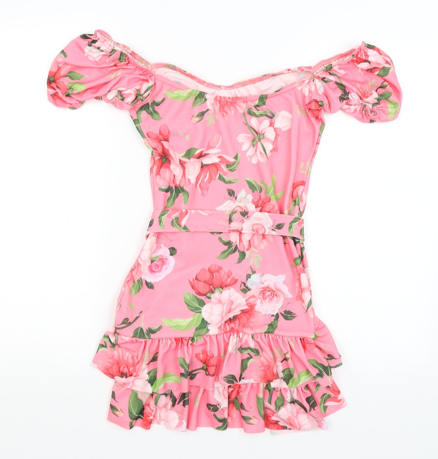 Pretty Little Thing Womens Pink Floral  Bodycon  Size 8