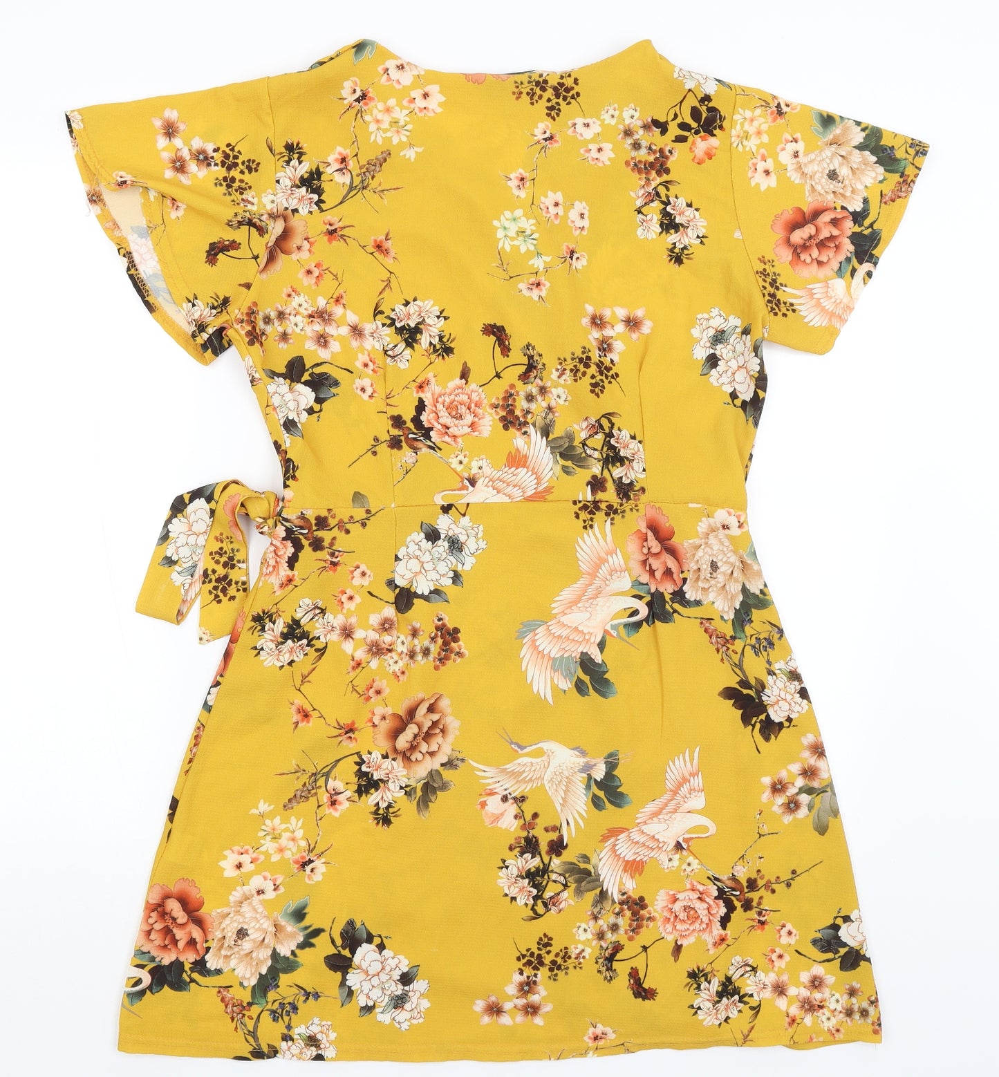 Girls On Film Womens Yellow Floral  Wrap Dress  Size 12