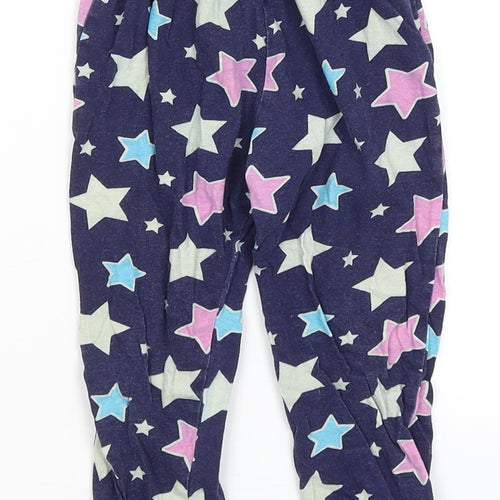 Preworn Girls Blue Solid  Capri Pyjama Pants Size 2-3 Years  - Stars