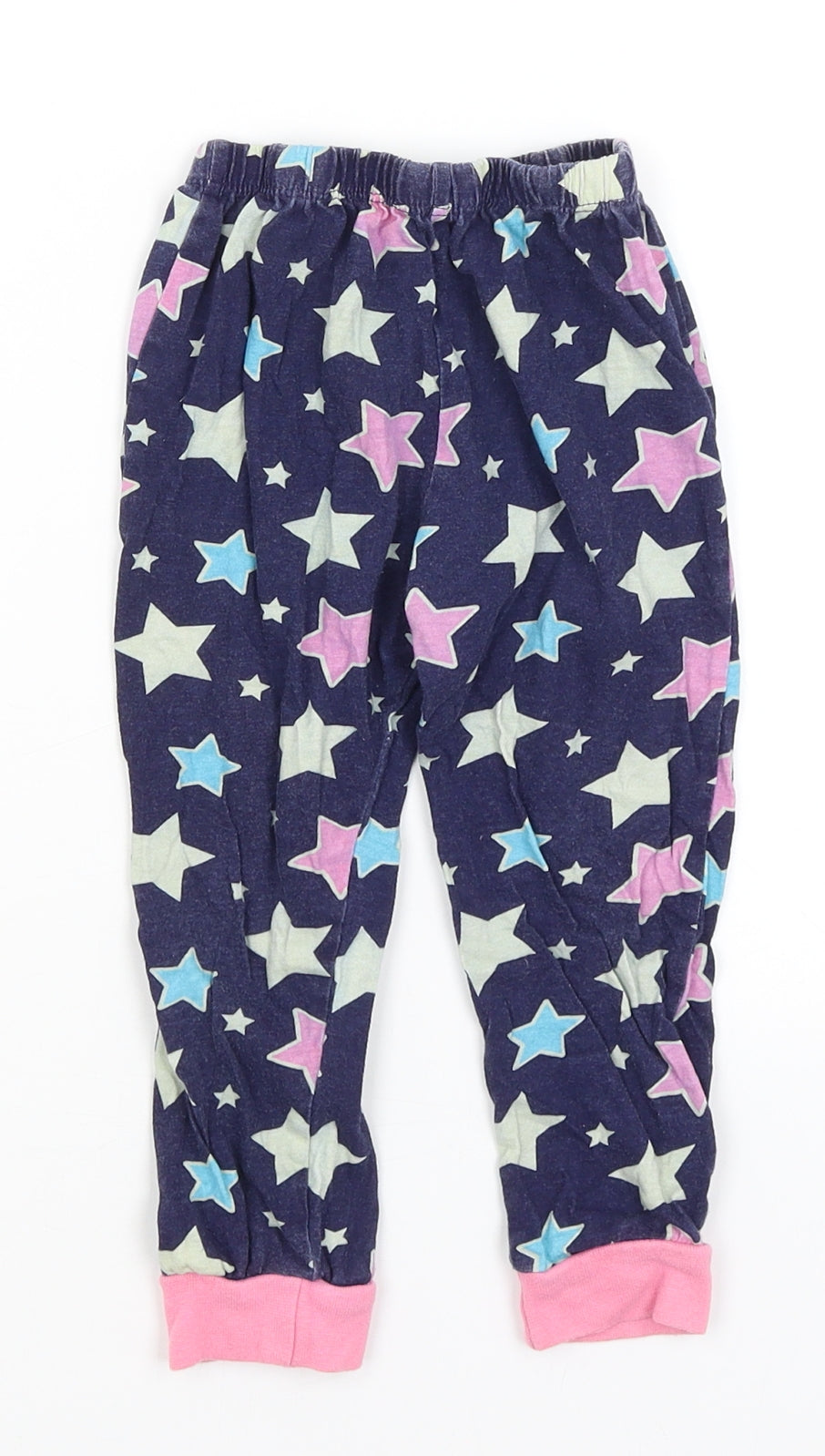 Preworn Girls Blue Solid  Capri Pyjama Pants Size 2-3 Years  - Stars