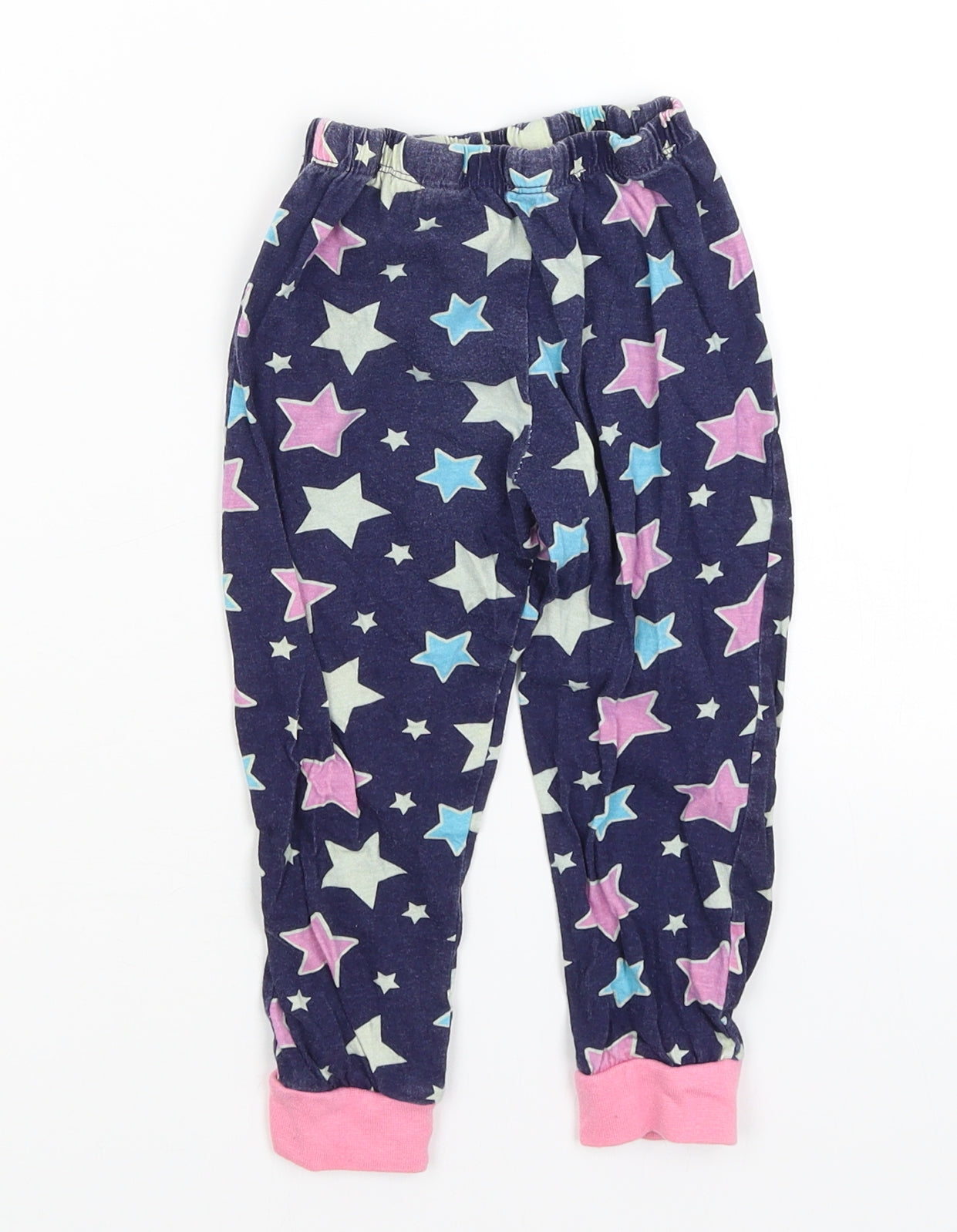 Preworn Girls Blue Solid  Capri Pyjama Pants Size 2-3 Years  - Stars