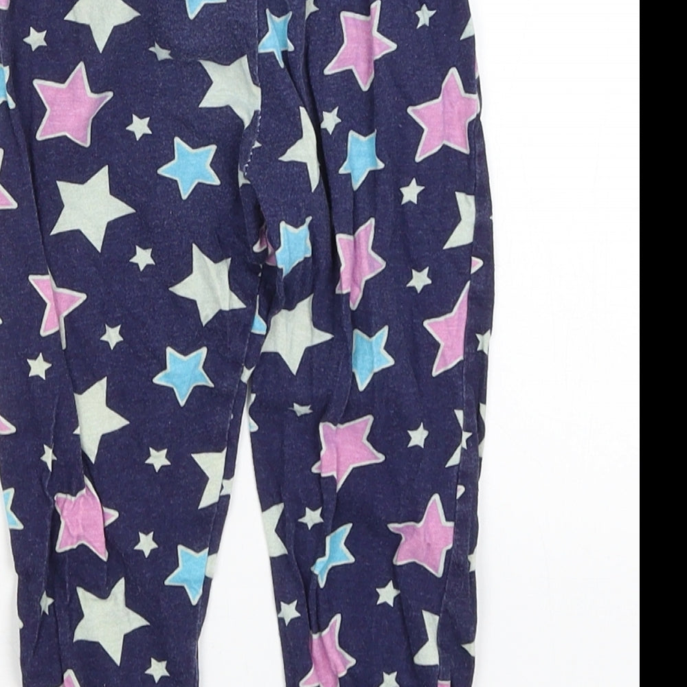Preworn Girls Blue Solid  Capri Pyjama Pants Size 2-3 Years  - Stars