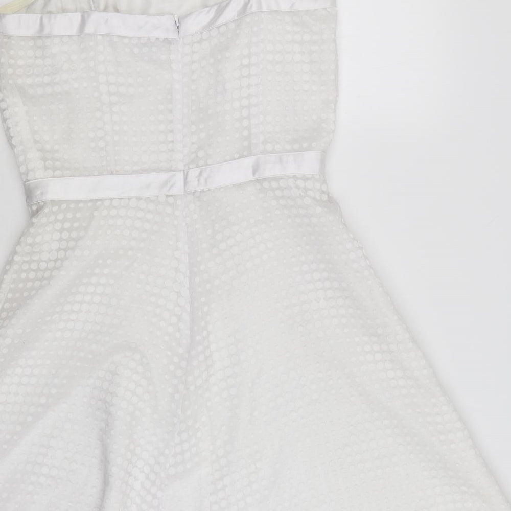 Divided Womens White Polka Dot  Fit & Flare  Size 12