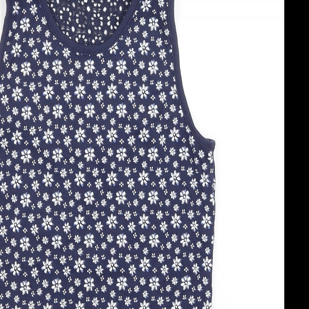George Girls Blue Floral  Basic Tank Size 13-14 Years