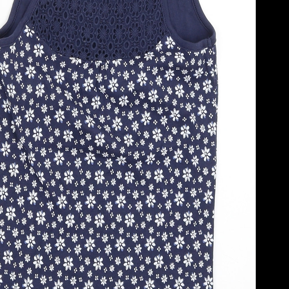 George Girls Blue Floral  Basic Tank Size 13-14 Years