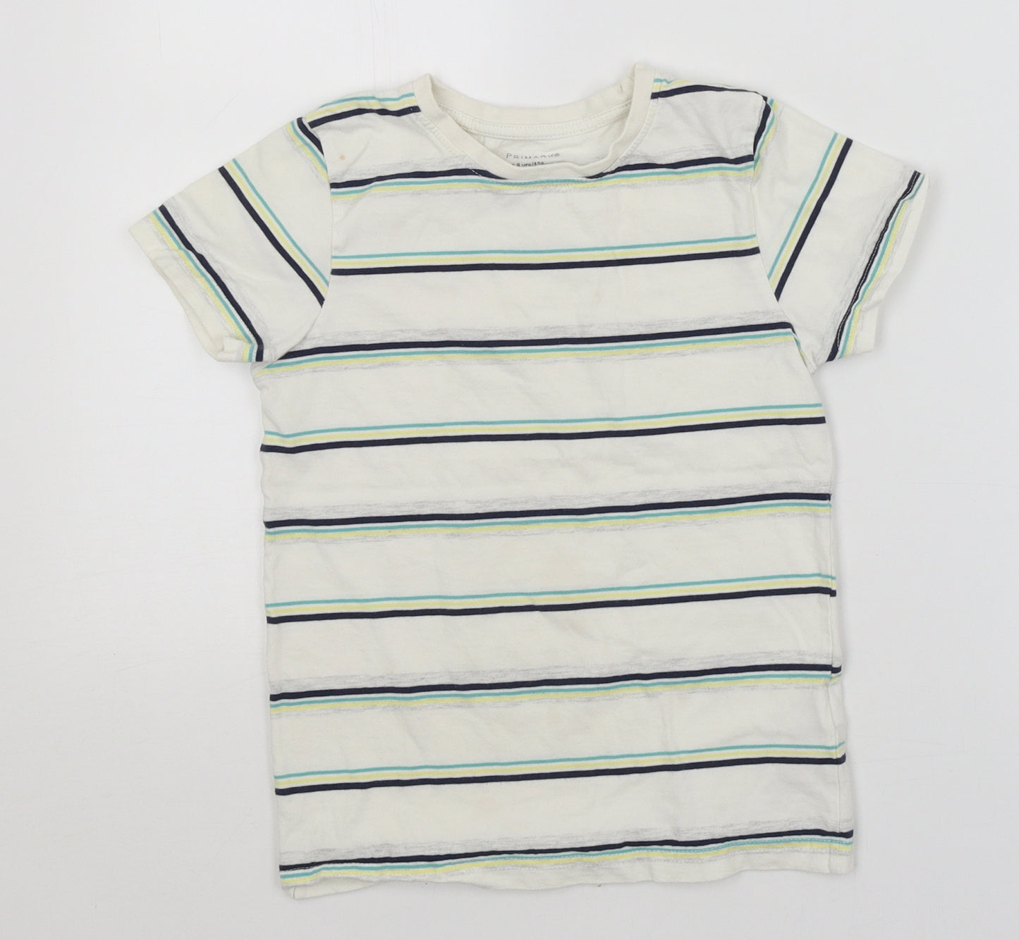 Primark Boys White Striped  Basic T-Shirt Size 10 Years