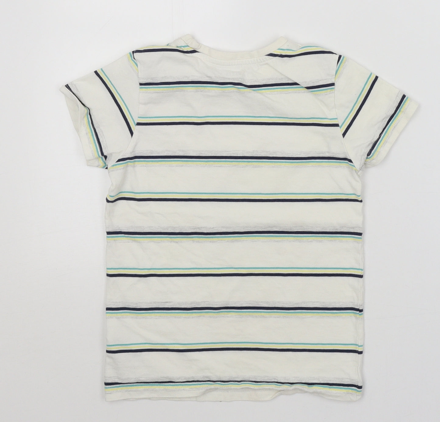 Primark Boys White Striped  Basic T-Shirt Size 10 Years