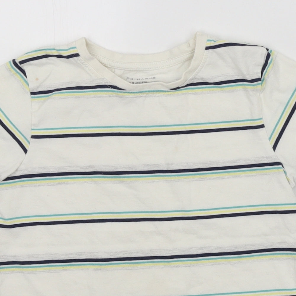Primark Boys White Striped  Basic T-Shirt Size 10 Years