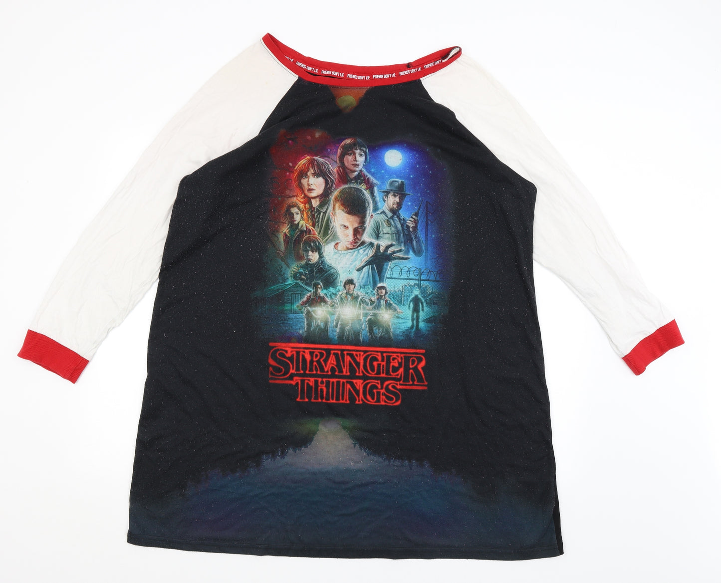 Love to Lounge  Womens Black Solid  Top Nightshirt Size L  - Stranger Things