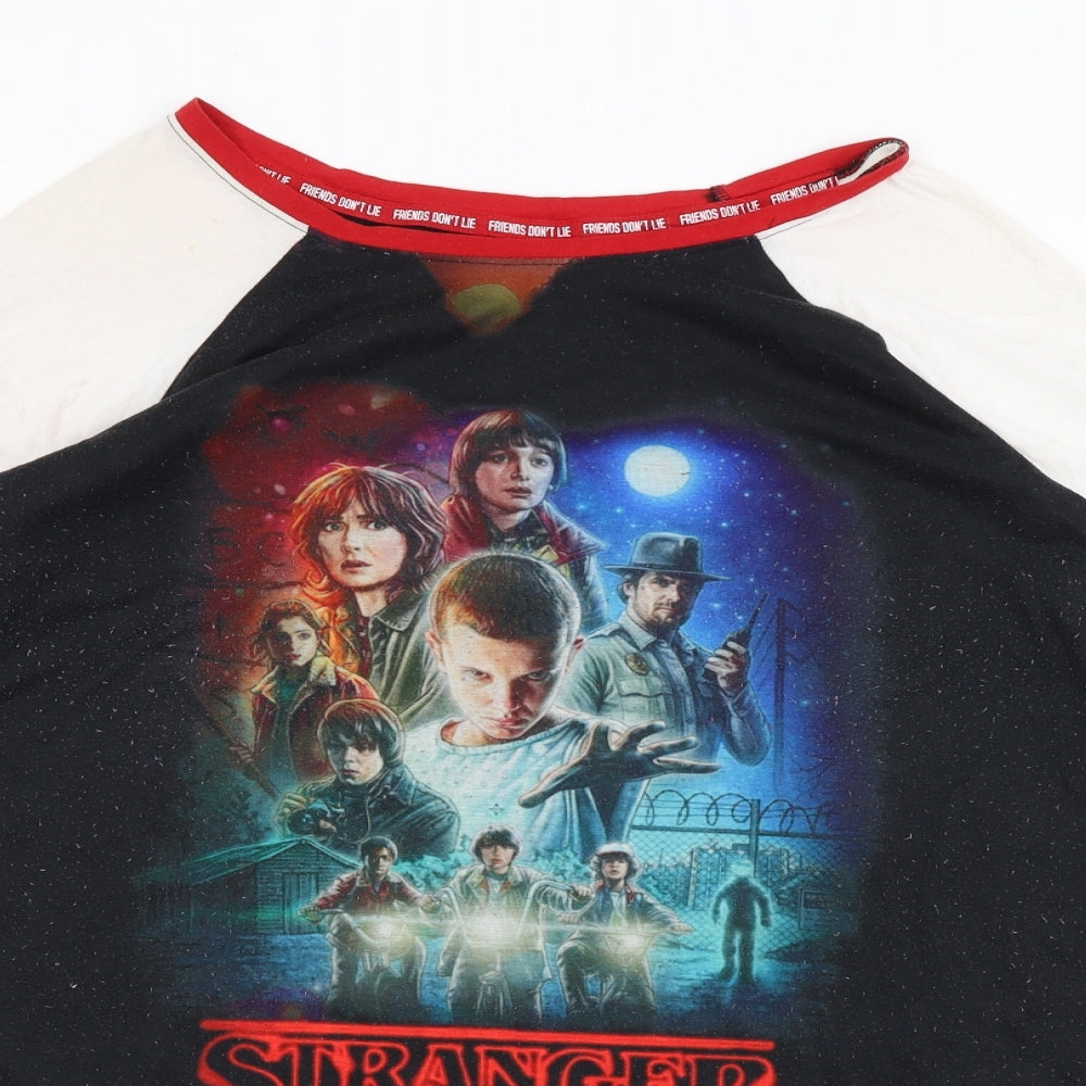Love to Lounge  Womens Black Solid  Top Nightshirt Size L  - Stranger Things