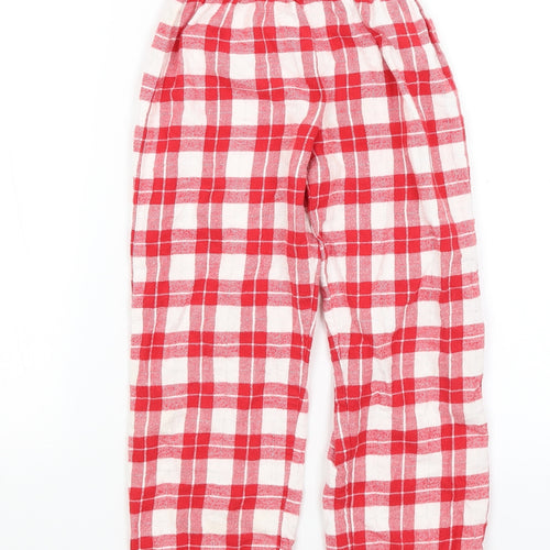 M&S Girls Red Plaid  Capri Pyjama Pants Size 5-6 Years  - Tatty Teddy