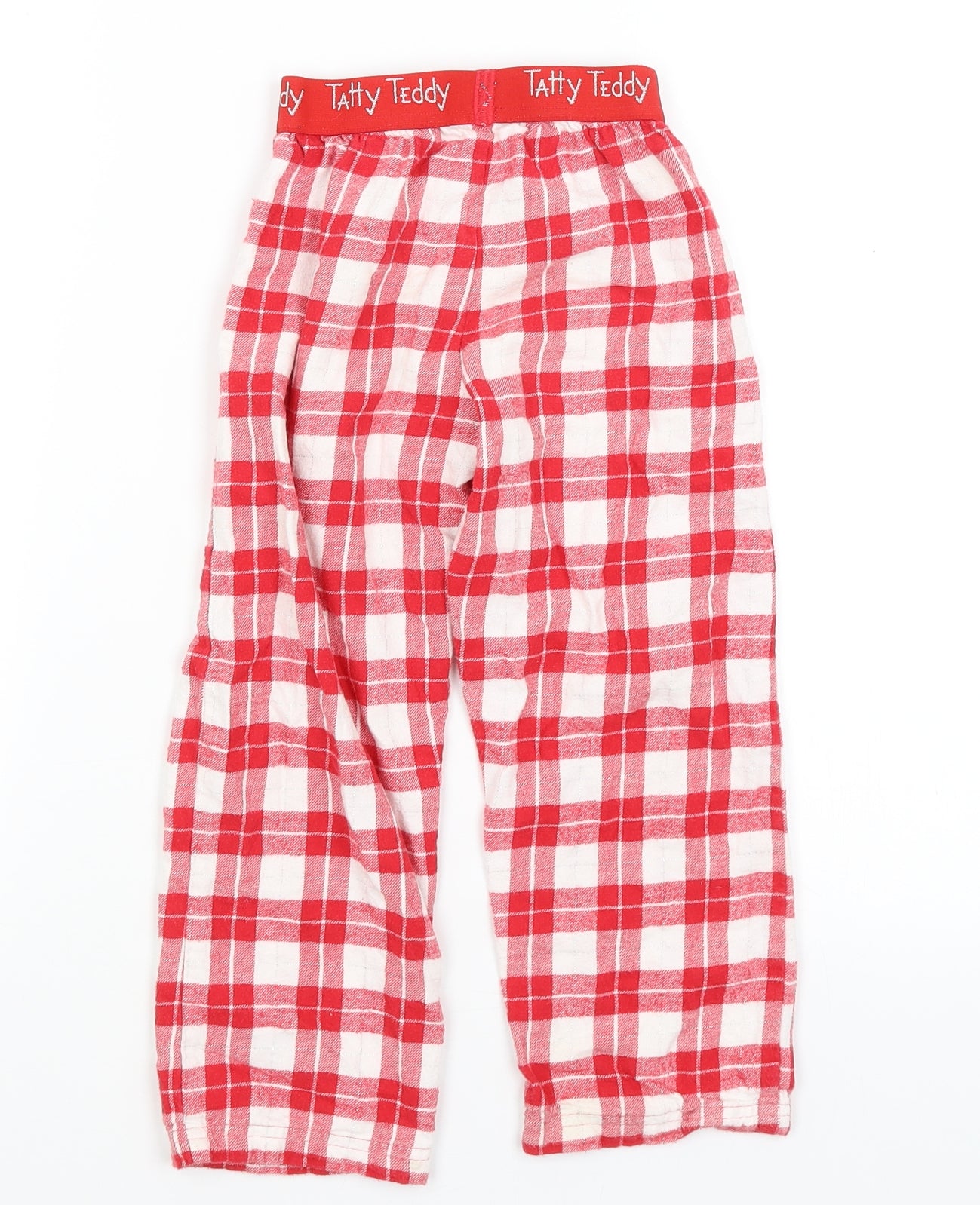 M&S Girls Red Plaid  Capri Pyjama Pants Size 5-6 Years  - Tatty Teddy