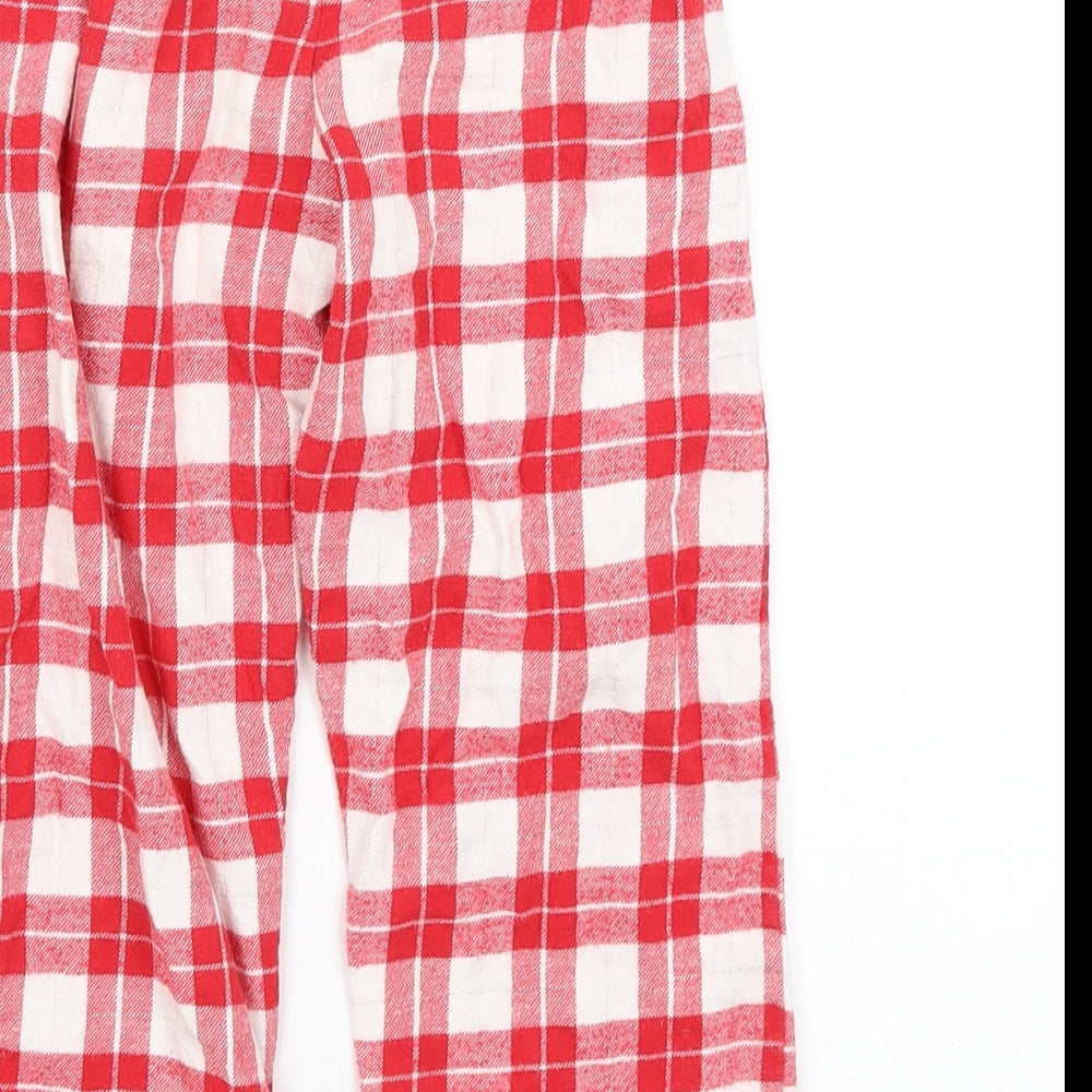 M&S Girls Red Plaid  Capri Pyjama Pants Size 5-6 Years  - Tatty Teddy