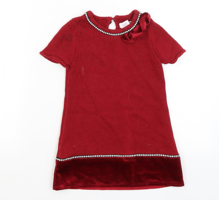 Miss Mona Mouse Girls Red Jumper Dress Size 3-4 Years