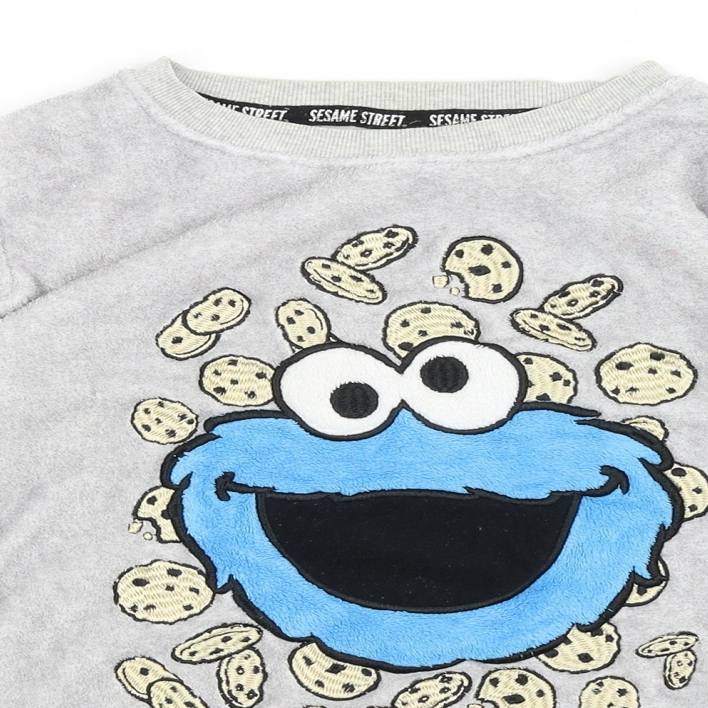 Sesame Street Womens Grey   Pullover Jumper Size S  - Cookie Monster