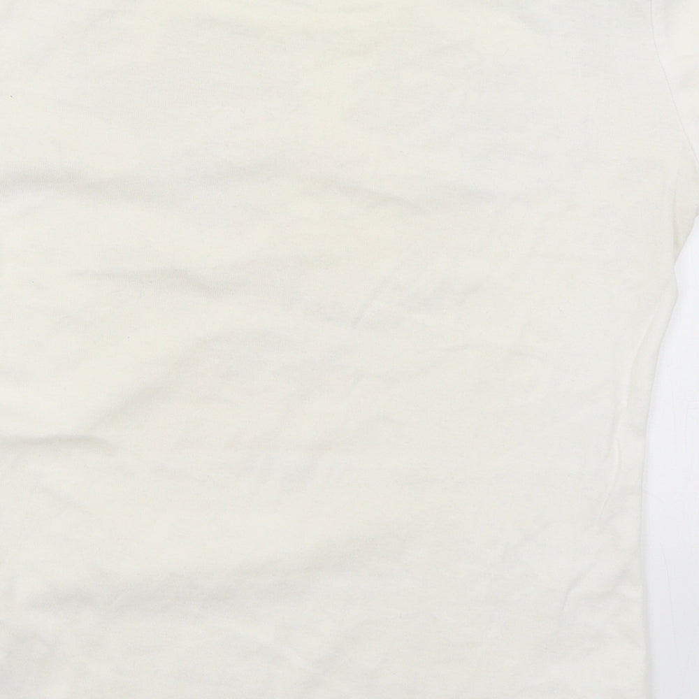 Soon Womens Ivory Floral  Basic T-Shirt Size 8