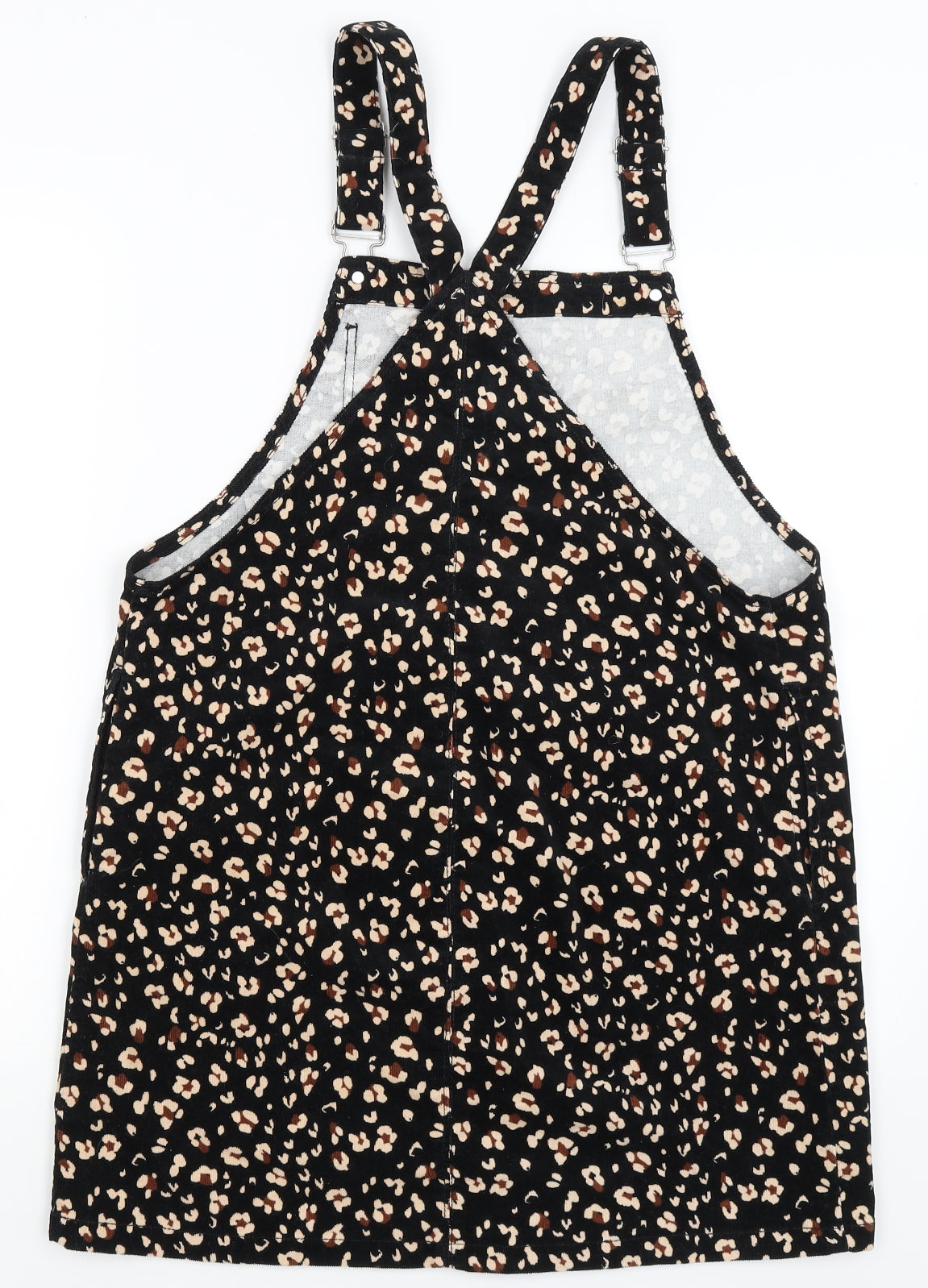 TU Womens Black Animal Print  Pinafore/Dungaree Dress  Size 14