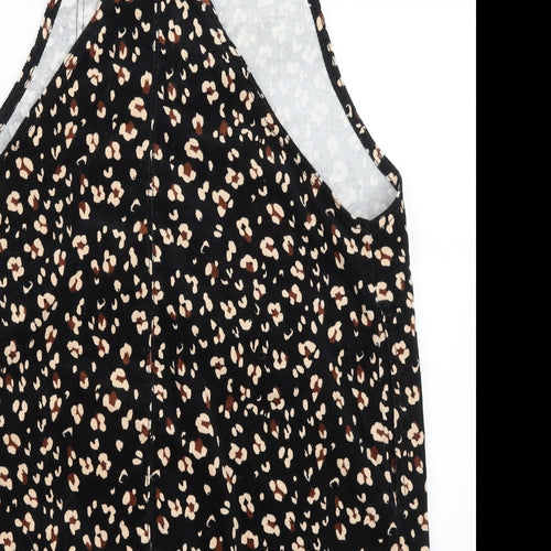 TU Womens Black Animal Print  Pinafore/Dungaree Dress  Size 14
