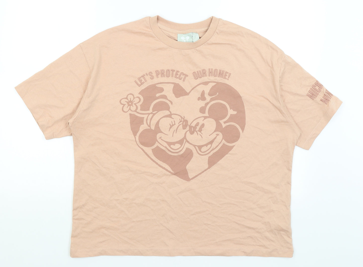 Primark Womens Pink   Basic T-Shirt Size M  - Mickey & Minnie