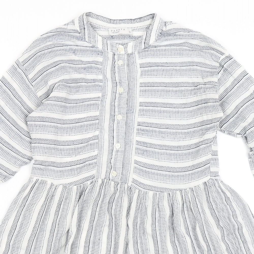 Papaya Womens White Striped  Fit & Flare  Size 10