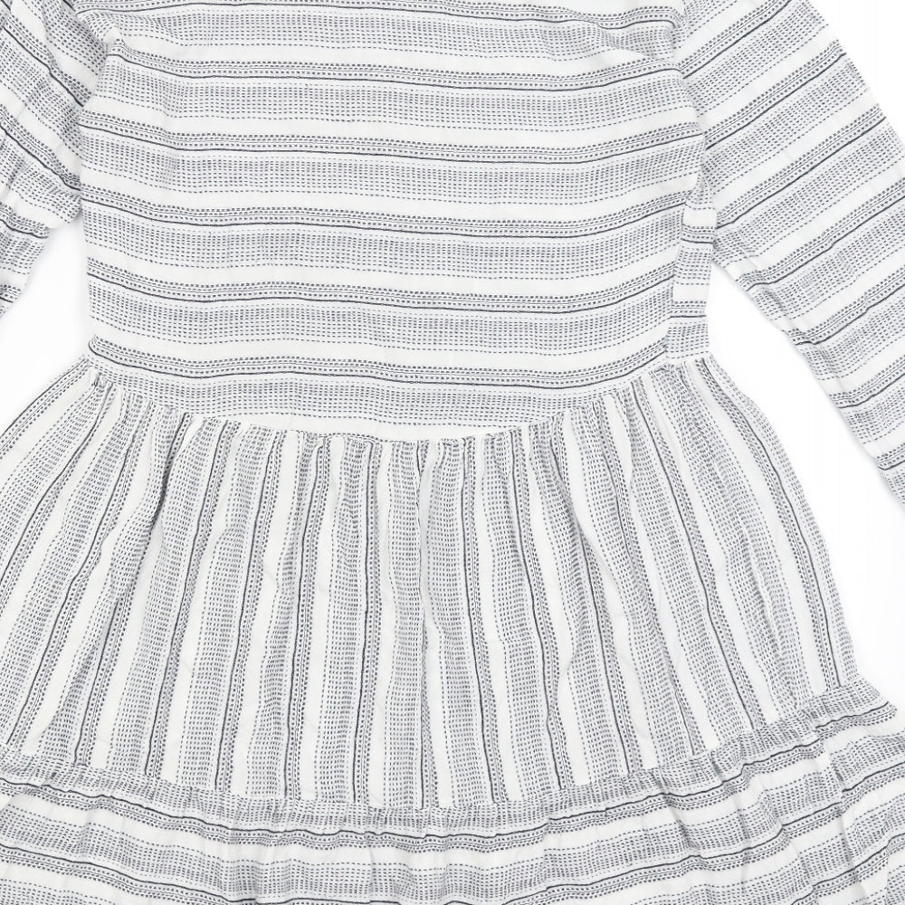 Papaya Womens White Striped  Fit & Flare  Size 10