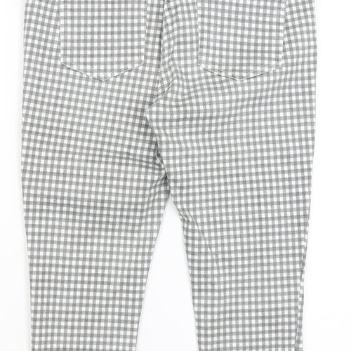 NEXT Womens Grey Check  Cropped Trousers Size 14 L22 in