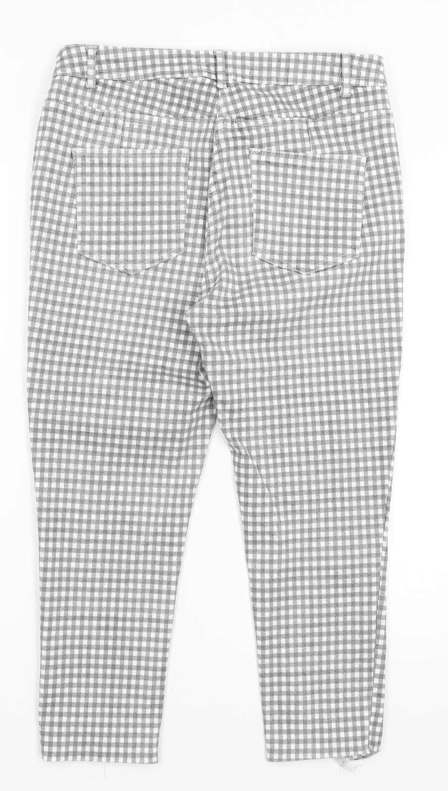 NEXT Womens Grey Check  Cropped Trousers Size 14 L22 in