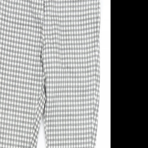 NEXT Womens Grey Check  Cropped Trousers Size 14 L22 in