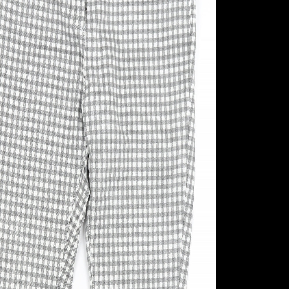 NEXT Womens Grey Check  Cropped Trousers Size 14 L22 in