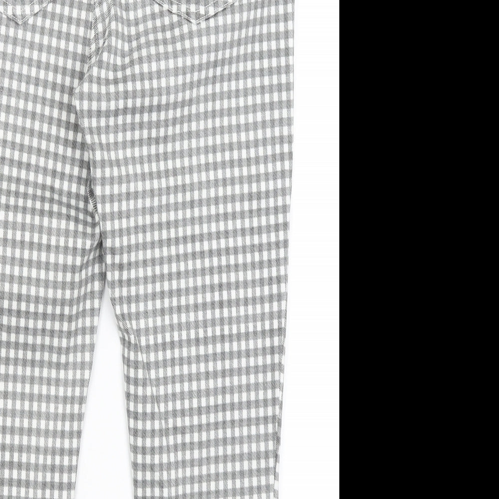 NEXT Womens Grey Check  Cropped Trousers Size 14 L22 in