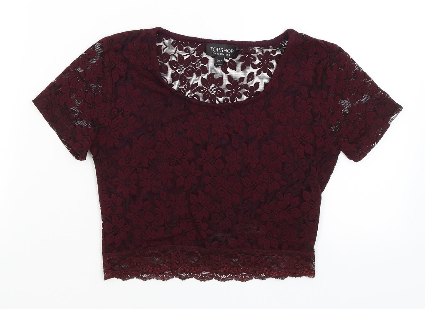 Topshop Womens Red   Cropped T-Shirt Size 10